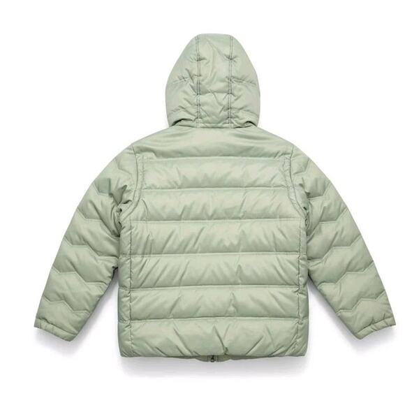 Down Fill Puffer 2XL Jacket Vest Combo Removable Sleeves Hood Fleece Lined Green - Picture 3 of 16